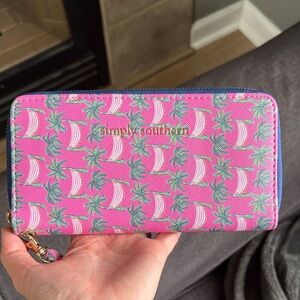 Simply Southern Pink and Green Palm Wallet(some stains)